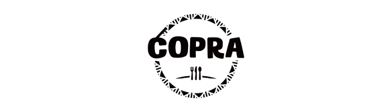 A copra logo and a utensils icon