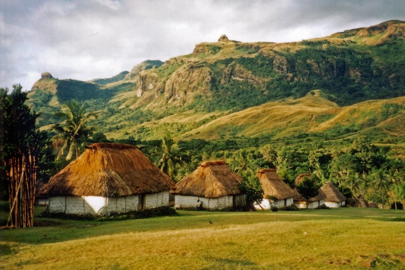 A beautiful nature with color green and a native stones houses