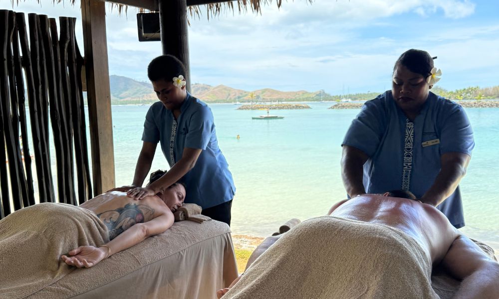 Couple enjoying a couples massage at Senibua Spa Fiji