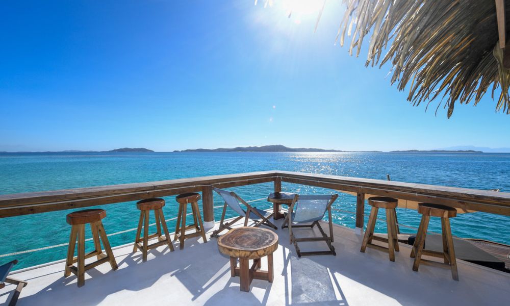 Deck of Cloud 9 with ocean view.